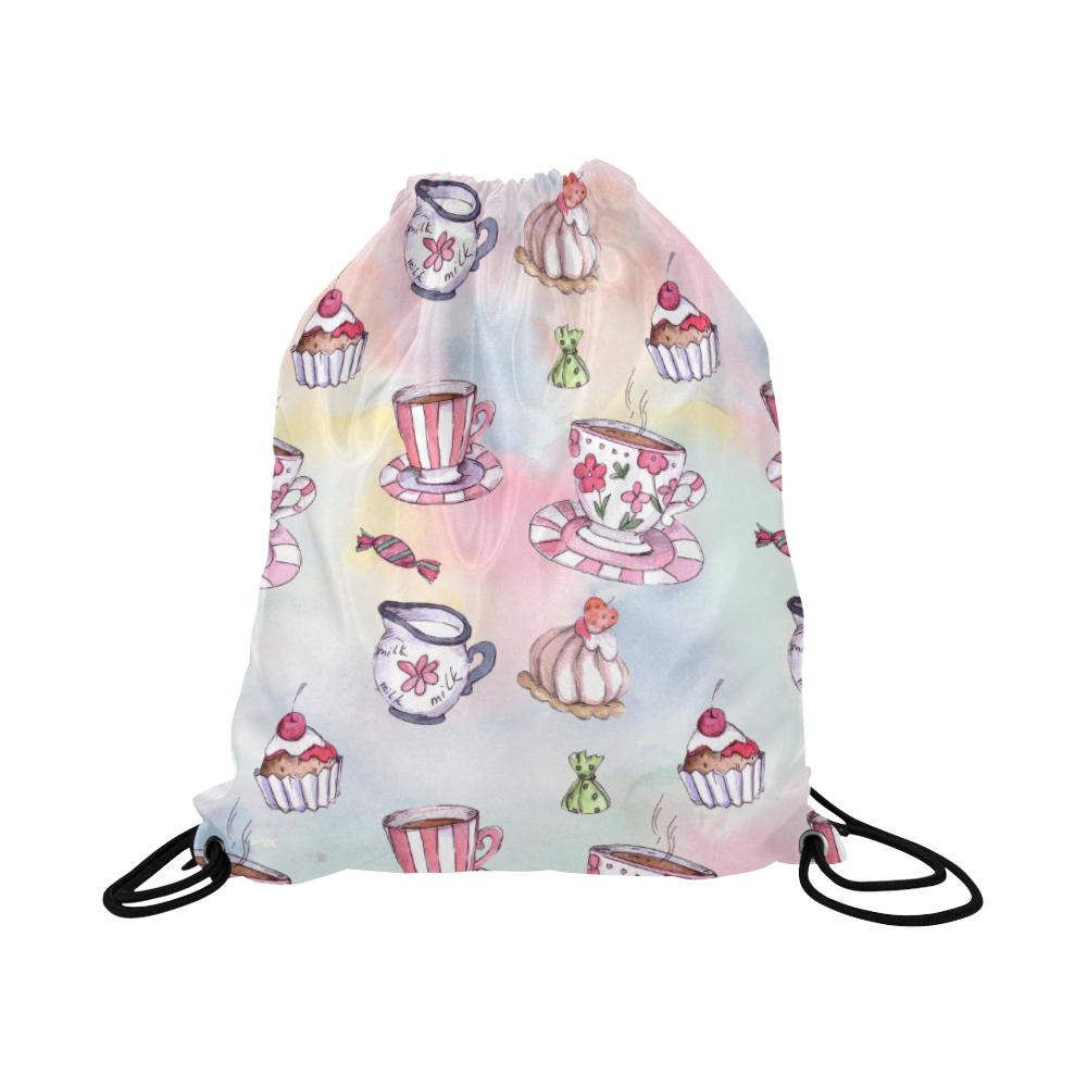 Coffee and sweeets Large Drawstring Bag Model 1604 (Twin Sides)  16.5"(W) * 19.3"(H)
