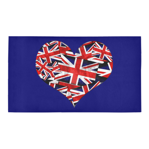 Union Jack British UK Flag Heart on Blue Bath Rug 16''x 28''