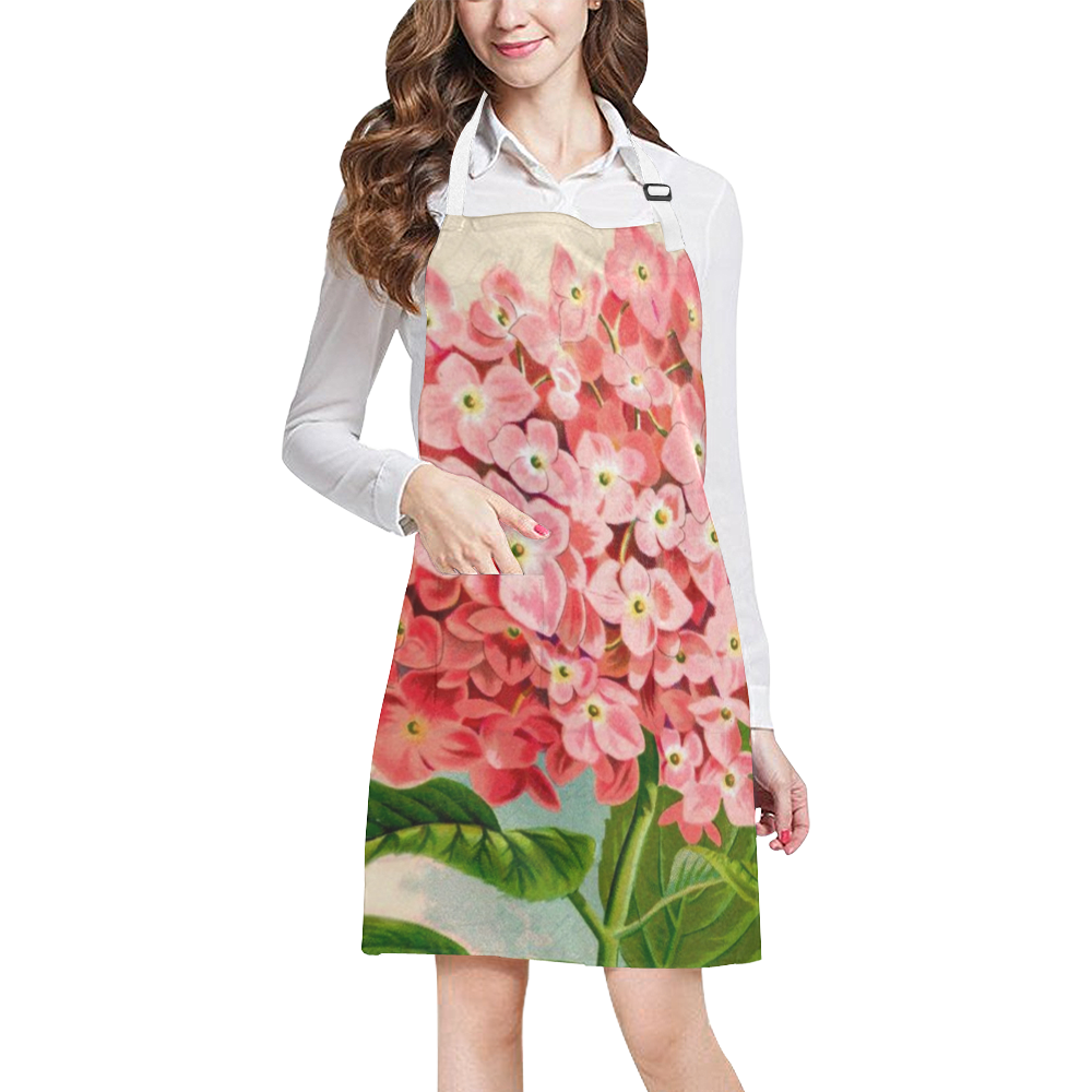 pink hydrangia All Over Print Apron
