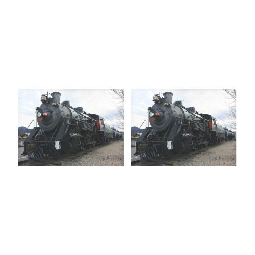 Railroad Vintage Steam Engine on Train Tracks Placemat 14’’ x 19’’ (Set of 2)