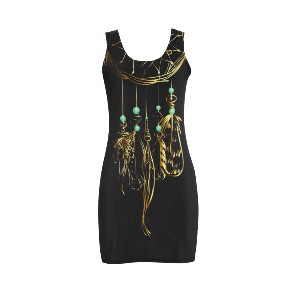 Gold Feathers Medea Vest Dress (Model D06)