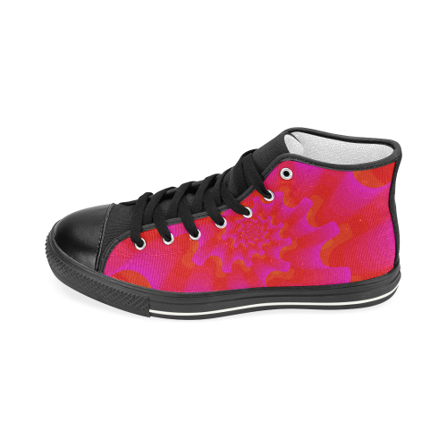 Pink red spiral Women's Classic High Top Canvas Shoes (Model 017)