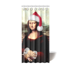 Christmas Mona Lisa with Santa Hat Shower Curtain 36"x72"