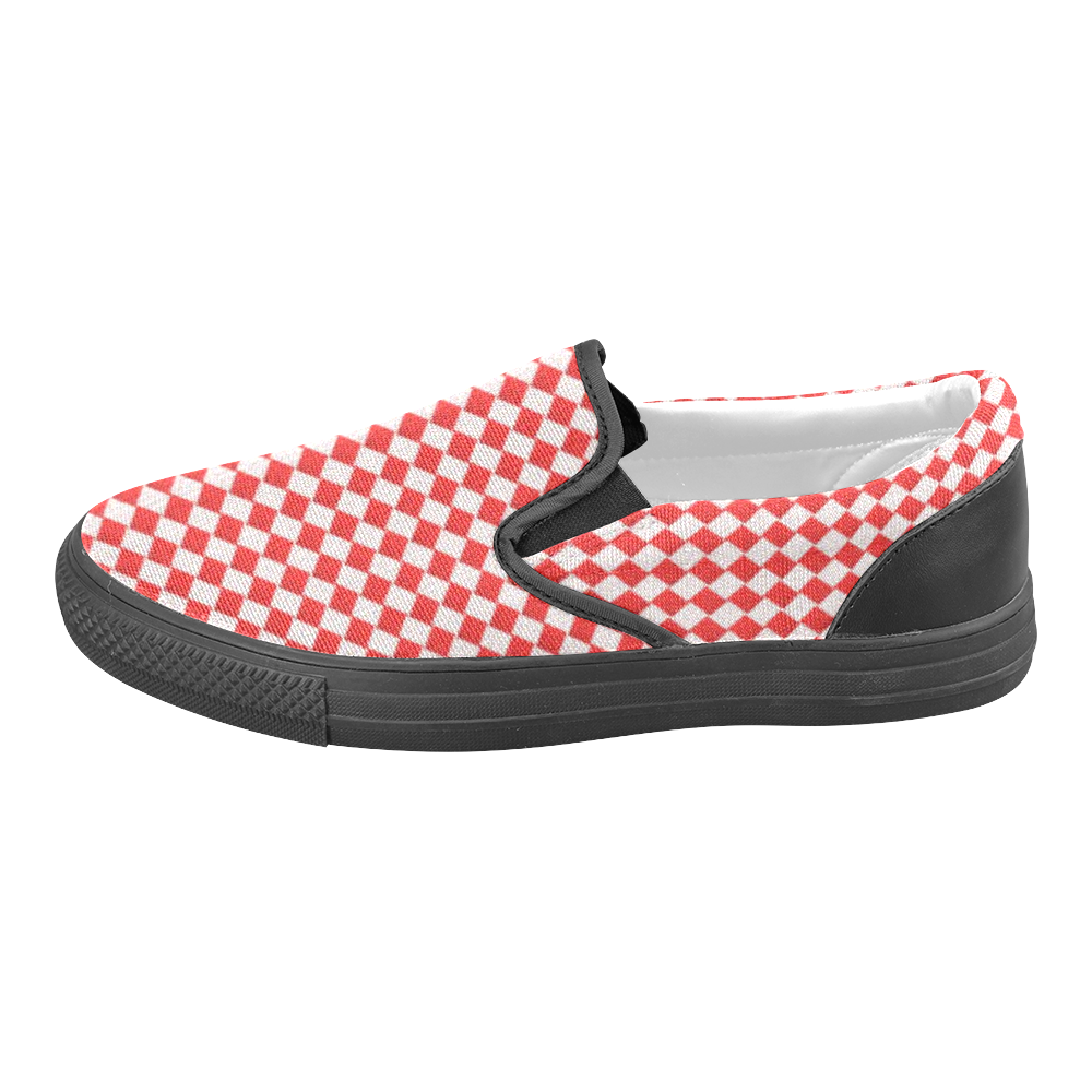 Checkerboard Picnic Table Men's Slip-on Canvas Shoes (Model 019)
