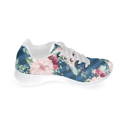 Burgundy Shoes, Watercolor Flowers Women’s Running Shoes (Model 020)
