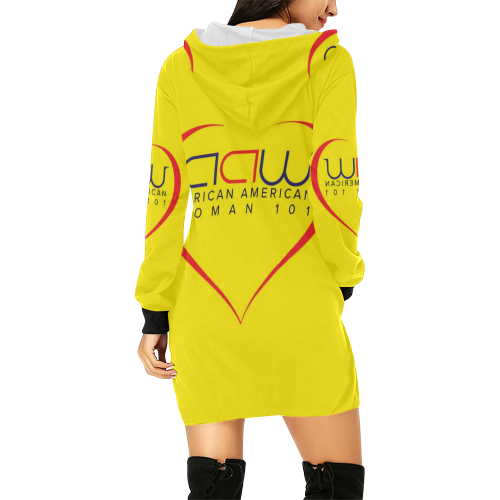 AAW101 Yellow Sweater Dress All Over Print Hoodie Mini Dress (Model H27)