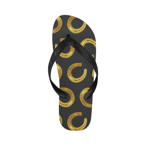 Golden horseshoe Flip Flops for Men/Women (Model 040)