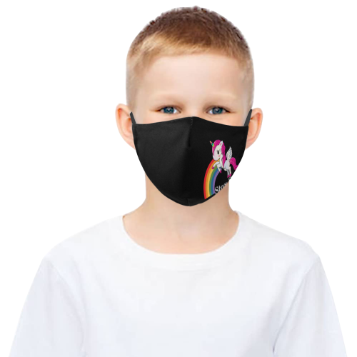 unicorn mask_black 3D Mouth Mask with Drawstring (Pack of 3) (Model M04)