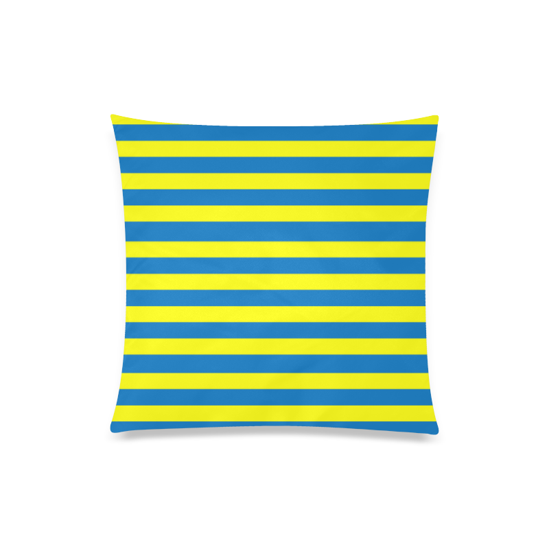 Yellow Blue Stripes Custom Zippered Pillow Case 20"x20"(Twin Sides)