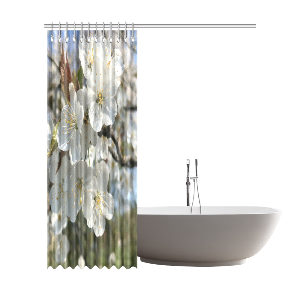 white flower Shower Curtain 72"x84"