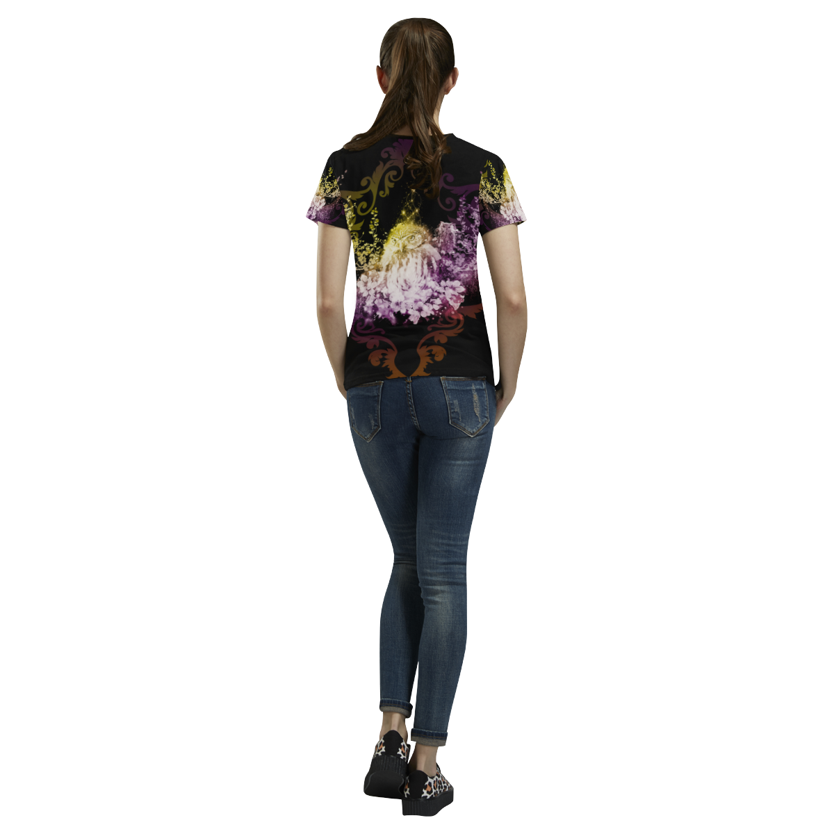 Colorful owls All Over Print T-shirt for Women/Large Size (USA Size) (Model T40)