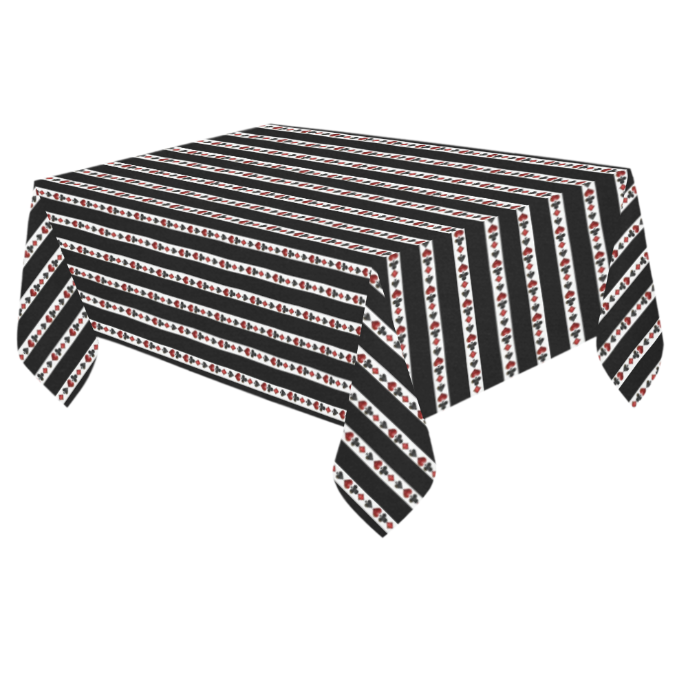 Las Vegas Playing Card Symbols Stripes Cotton Linen Tablecloth 60"x 84"