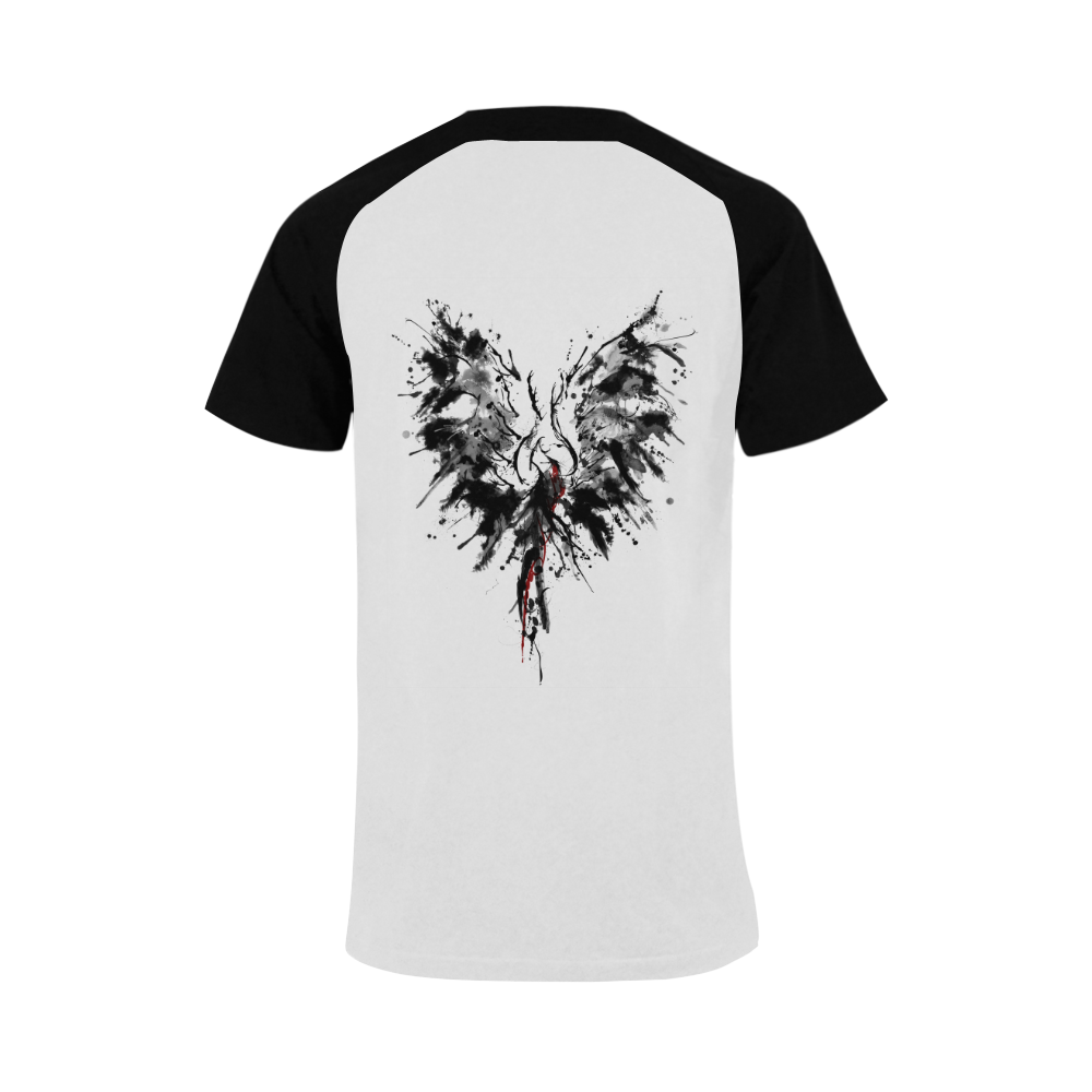 Phoenix - Abstract Painting Bird Black 1 Men's Raglan T-shirt (USA Size) (Model T11)