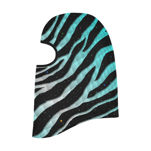 Ripped SpaceTime Stripes - Cyan/White All Over Print Balaclava