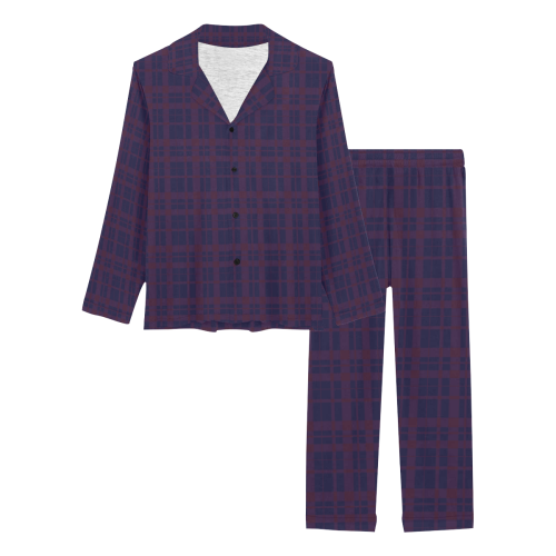 Purple Plaid Rock Style Women's Long Pajama Set