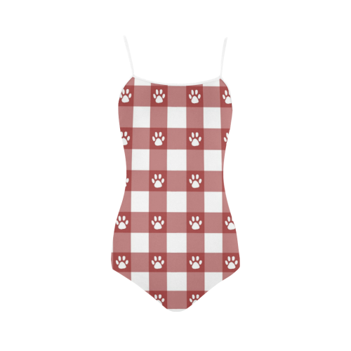 Plaid and paws Strap Swimsuit ( Model S05)