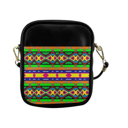 Distorted colorful shapes and stripes Sling Bag (Model 1627)