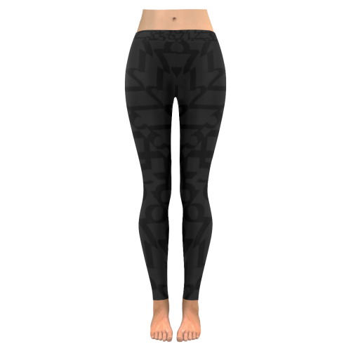 NUMBERS Collection 1234567 Matt/Black Women's Low Rise Leggings (Invisible Stitch) (Model L05)