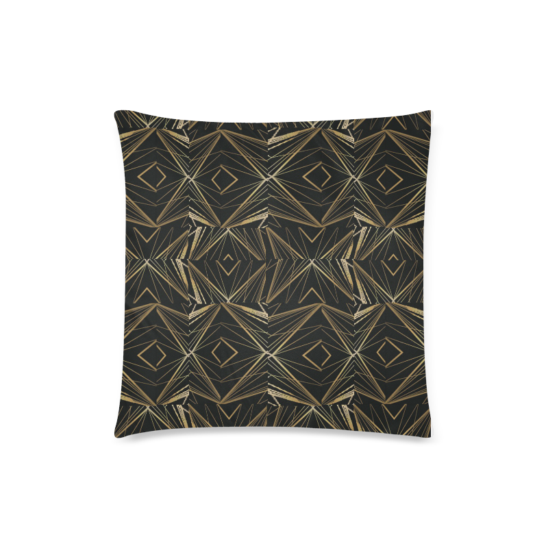 geometric design lines in gold zippered_pillow_case_18x18_one_side Custom Zippered Pillow Case 18"x18" (one side)