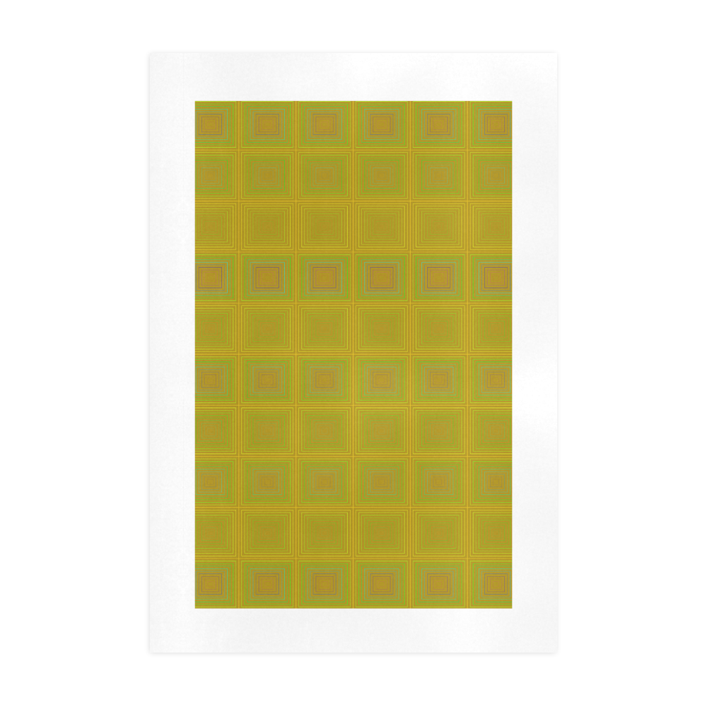 Golden reddish multicolored multiple squares Art Print 19‘’x28‘’