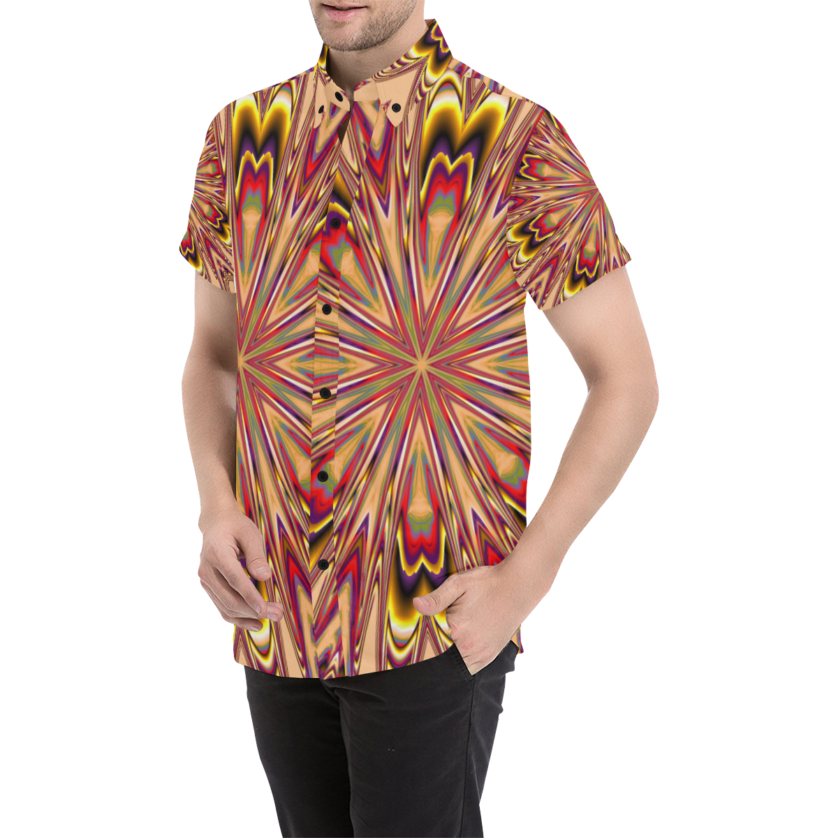 Coral Mandala Men's All Over Print Short Sleeve Shirt (Model T53)