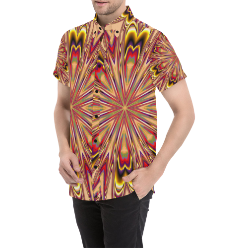 Coral Mandala Men's All Over Print Short Sleeve Shirt (Model T53)