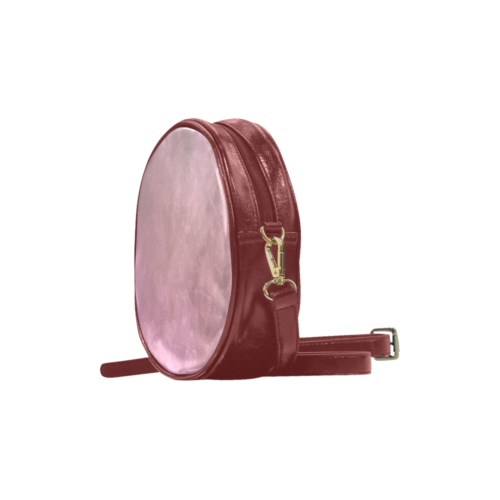 Romantic Hearts In Pink Round Sling Bag (Model 1647)
