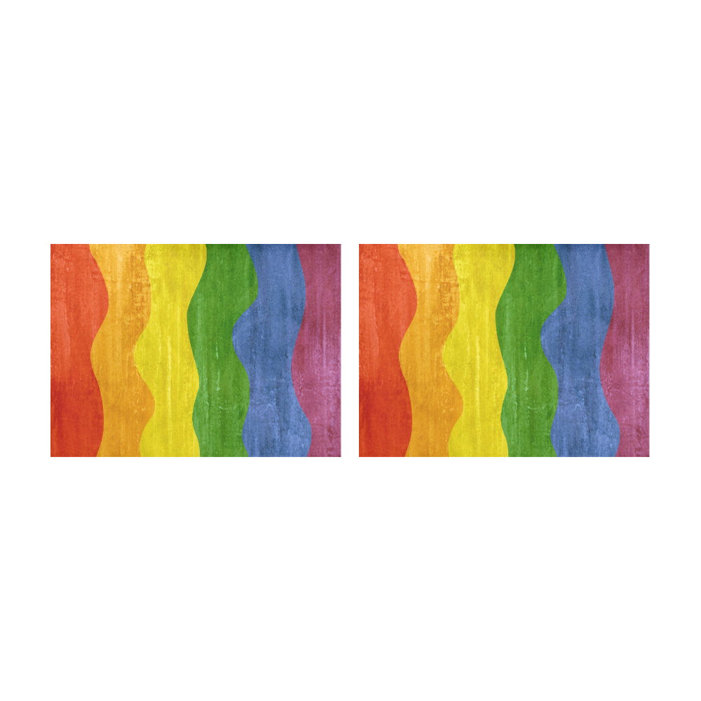 Gay Pride - Rainbow Flag Waves Stripes 3 Placemat 14’’ x 19’’ (Set of 2)