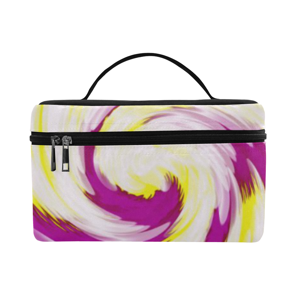 Pink Yellow Tie Dye Swirl Abstract Cosmetic Bag/Large (Model 1658)