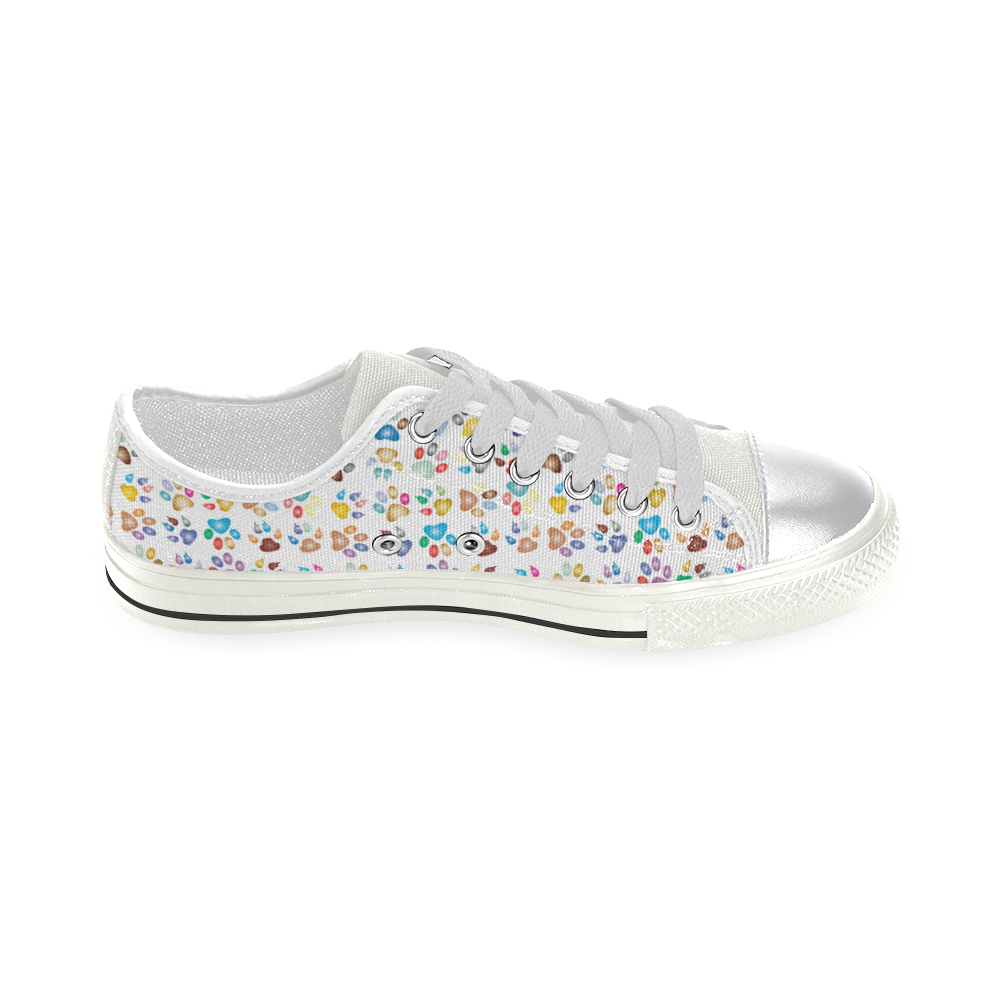 Colorful Paws White Women's Classic Canvas Shoes (Model 018)