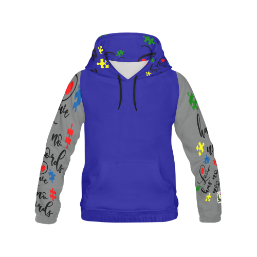 Fairlings Delight's Autism- Love has no words Men's Hoodie 53086W All Over Print Hoodie for Men (USA Size) (Model H13)