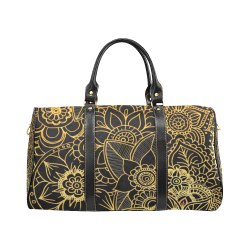 Floral Doodle Gold G523 New Waterproof Travel Bag/Small (Model 1639)