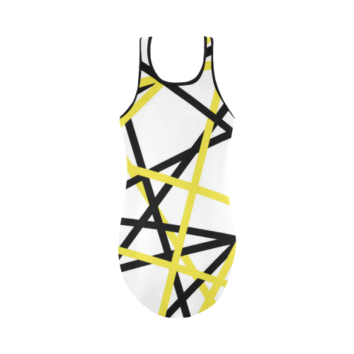 Black and yellow stripes Vest One Piece Swimsuit (Model S04)