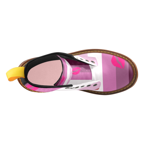 Lipstick Lesbian Flag High Grade PU Leather Martin Boots For Women Model 402H