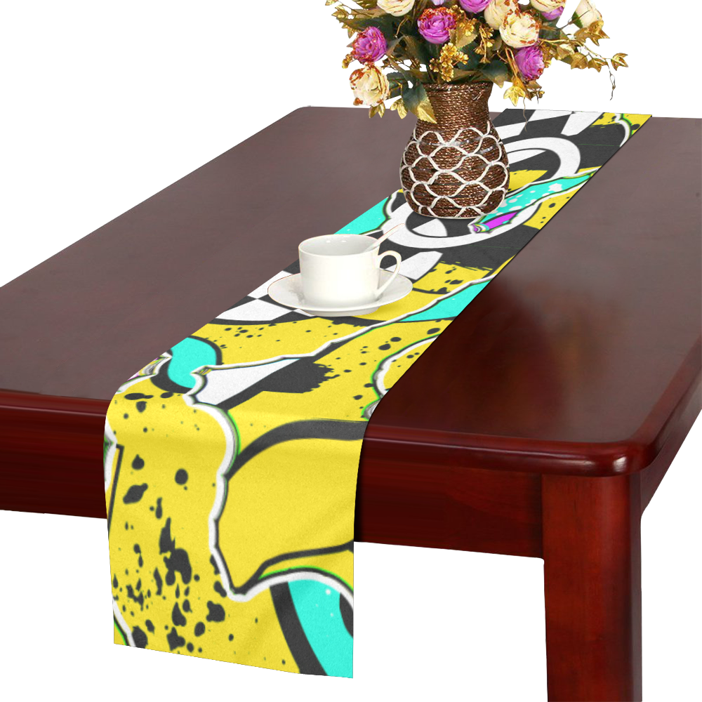 Shapes on a yellow background Table Runner 16x72 inch