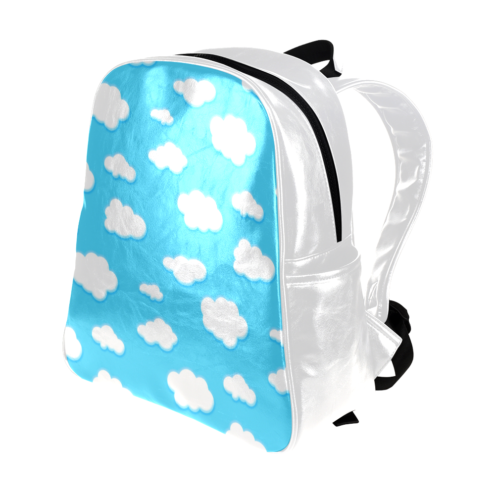 sky of blue and fluffy white clouds Multi-Pockets Backpack (Model 1636)