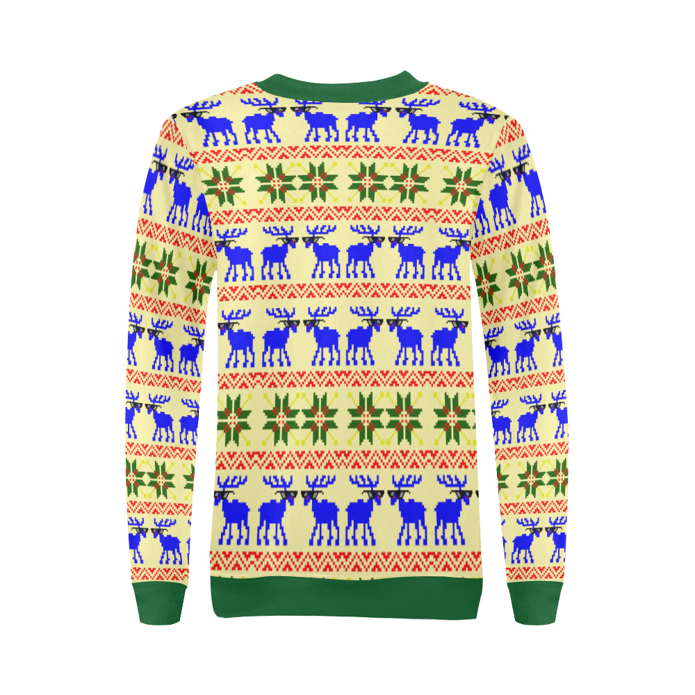 Ugly Sweater Deal With It Christmas All Over Print Crewneck Sweatshirt for Women (Model H18)