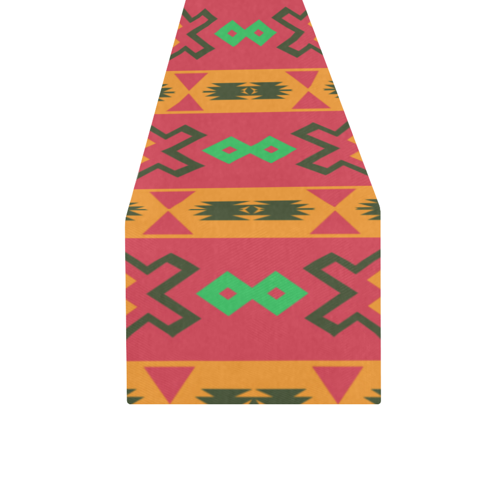Tribal shapes in retro colors (2) Table Runner 16x72 inch