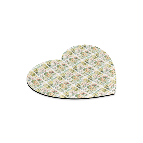 victorian flower labels Heart-shaped Mousepad