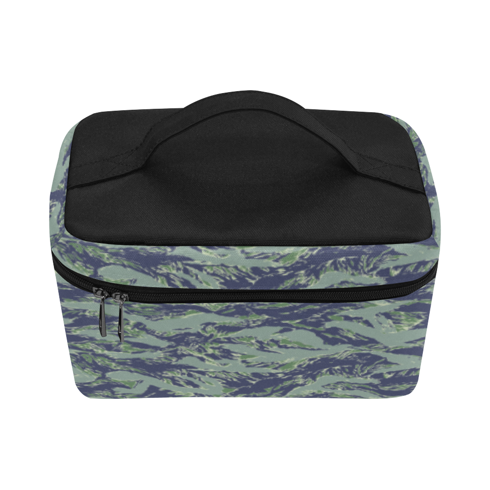 Jungle Tiger Stripe Green Camouflage Cosmetic Bag/Large (Model 1658)
