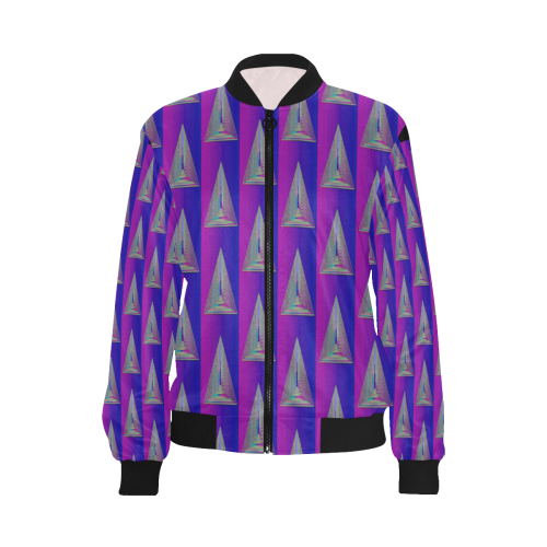 pink and violet traingles All Over Print Bomber Jacket for Women (Model H36)