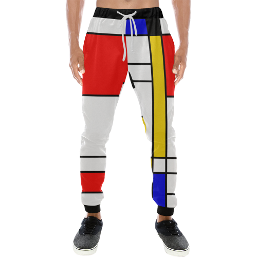 Bauhouse Composition Mondrian Style Men's All Over Print Sweatpants/Large Size (Model L11)
