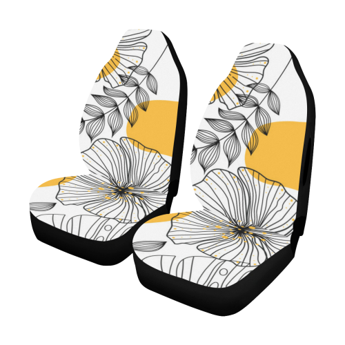 Tropical Leaves Cover, Flowers Car Seat Cover Airbag Compatible (Set of 2)