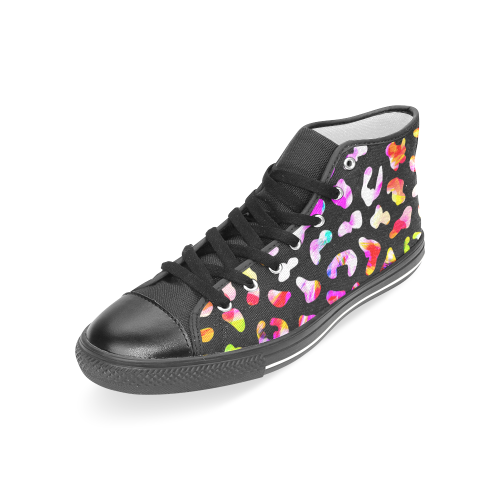 colorful animal print Women's Classic High Top Canvas Shoes (Model 017)