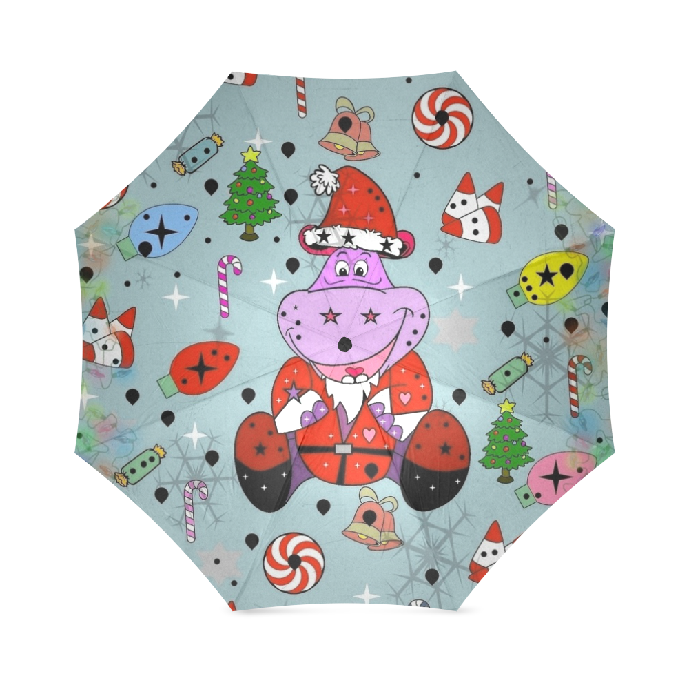 Christmas Hippo by Nico Bielow Foldable Umbrella (Model U01)