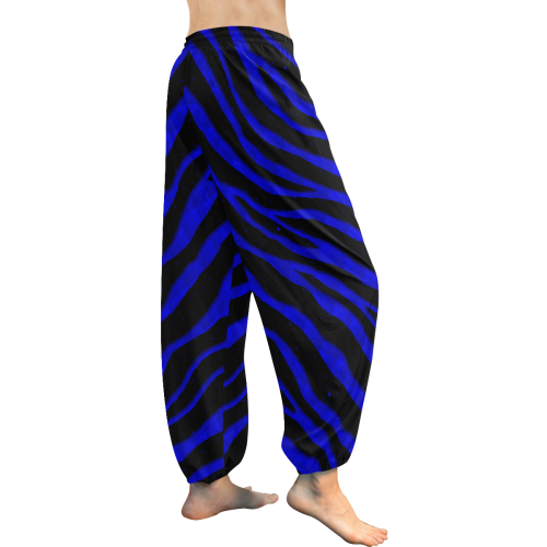 Ripped SpaceTime Stripes - Blue Women's All Over Print Harem Pants (Model L18)