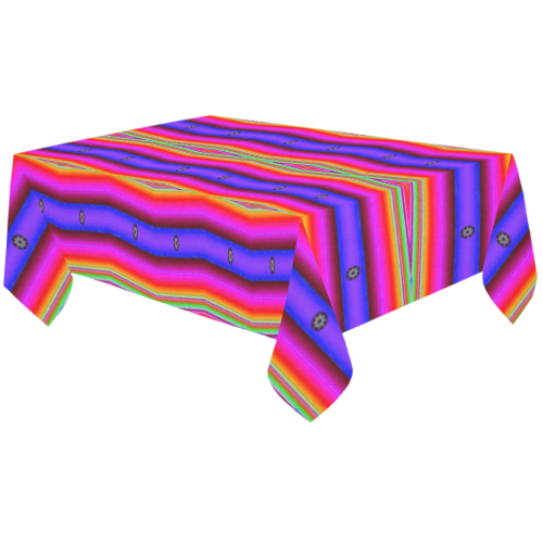Bright Pink Purple Stripe Abstract Cotton Linen Tablecloth 60"x120"