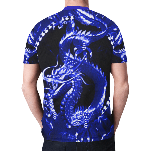 Awesome Chinese Emperor Dragon Sapphire Graphic New All Over Print T-shirt for Men (Model T45)