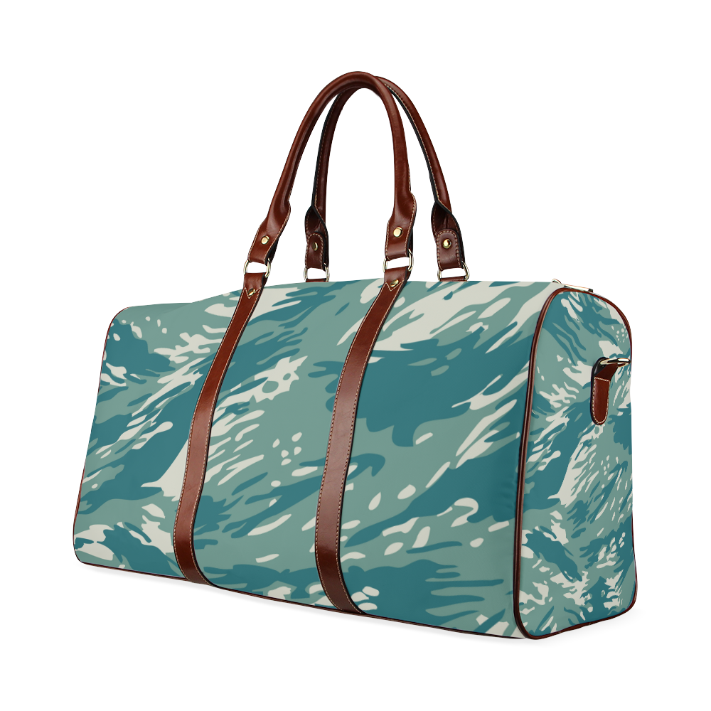Dark blue and green camoflage Waterproof Travel Bag/Small (Model 1639)