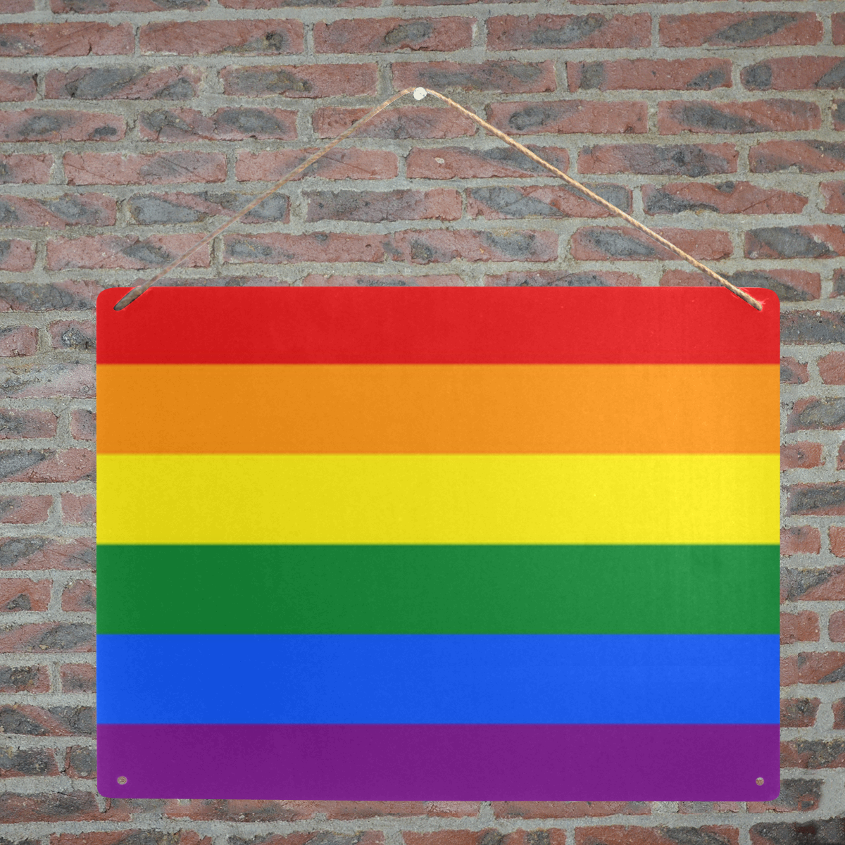 Gay Pride Rainbow Flag Stripes Metal Tin Sign 16"x12"